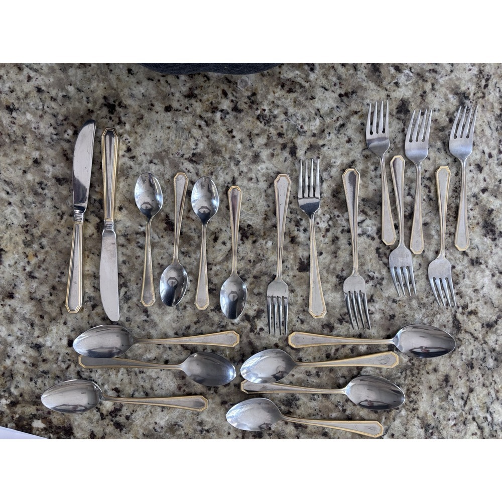 Royal Limited Gold Accent Korea‎  Knives, Teaspoons Tablespoons Dinner &des Fork